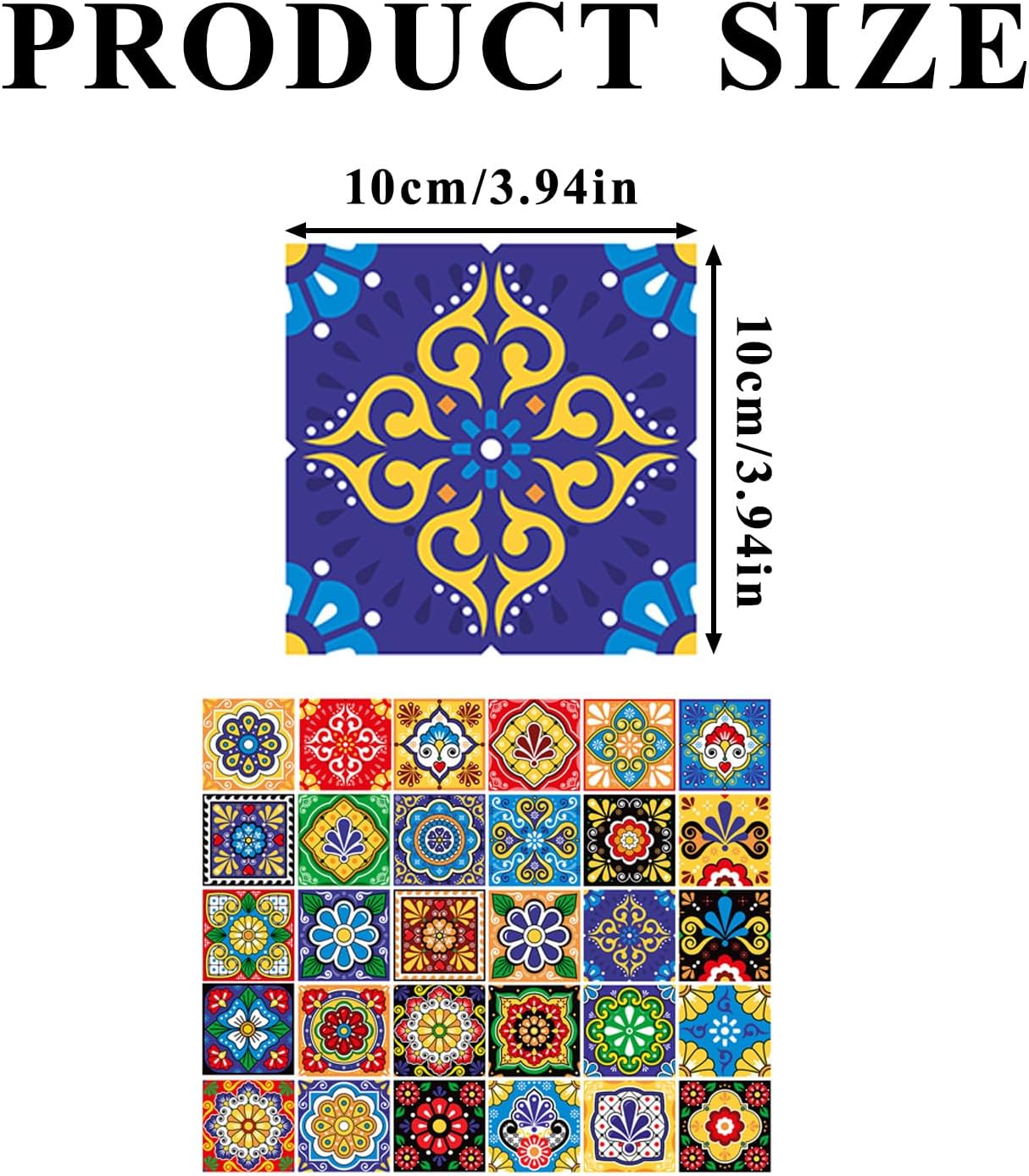 Waterproof Tile Sticker Decals / Color 1 / 4 x 4 / Set of 30