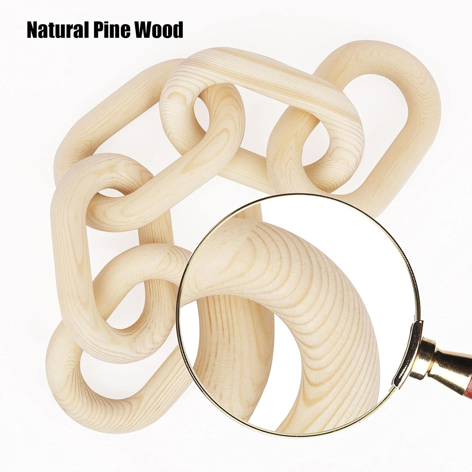 Wood Chain Link Decor / Natural-5 / 22"D x 3.9"W