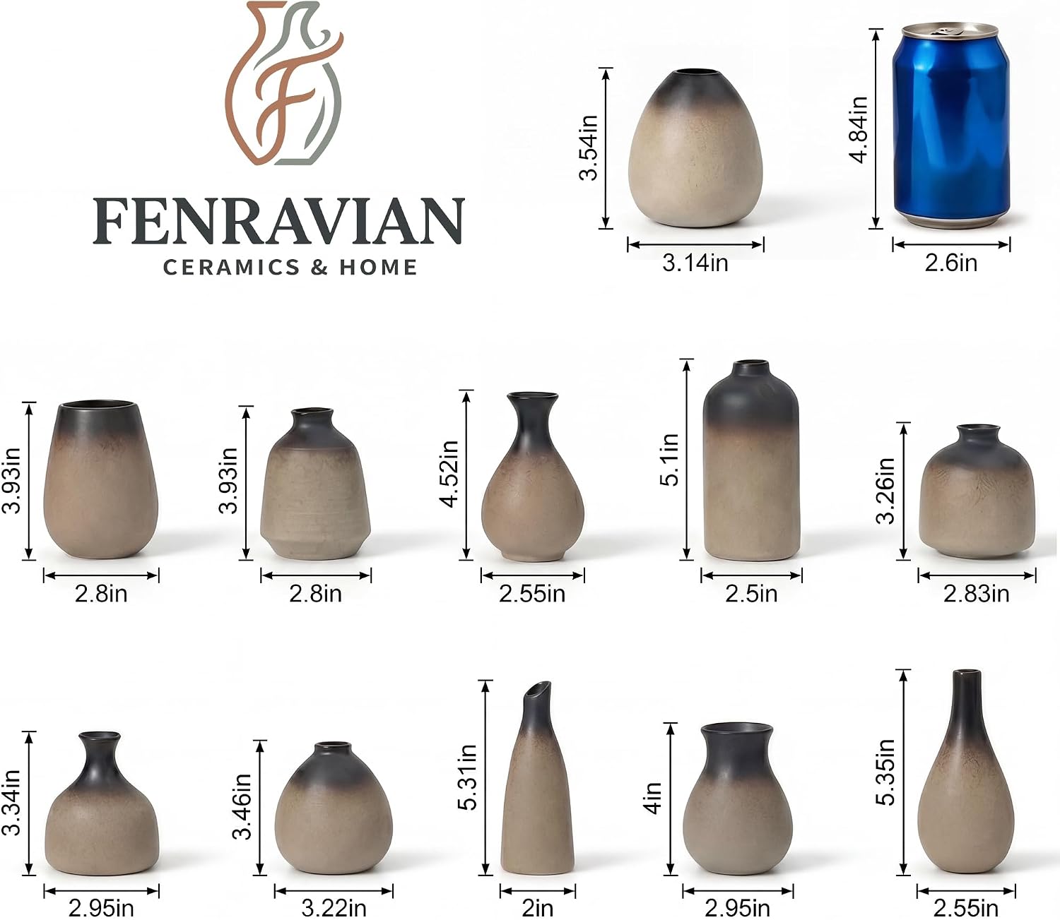 Ceramic Bud Vases / Vintage - 11-piece Set / Set of 11