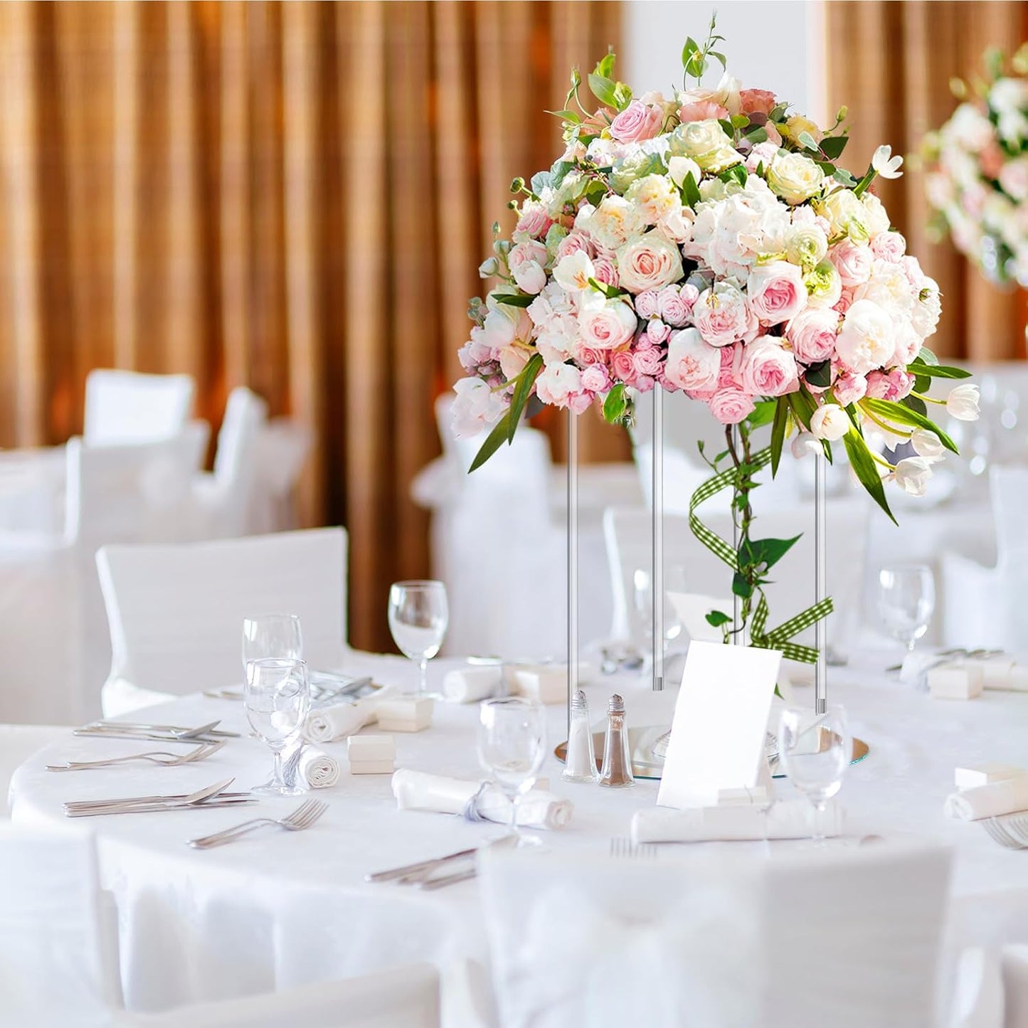 Geetery 8 Pieces Tall Acrylic Vase Wedding Centerpieces Clear Flower Stand Column Geometric Floral Vase Elegant Display