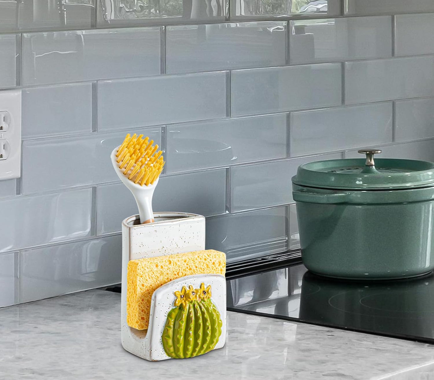 Cactus Shaped Dish Sponge Holder And Dish Brush Holder In 1 Sink Holder For Brush / 2 Inch
