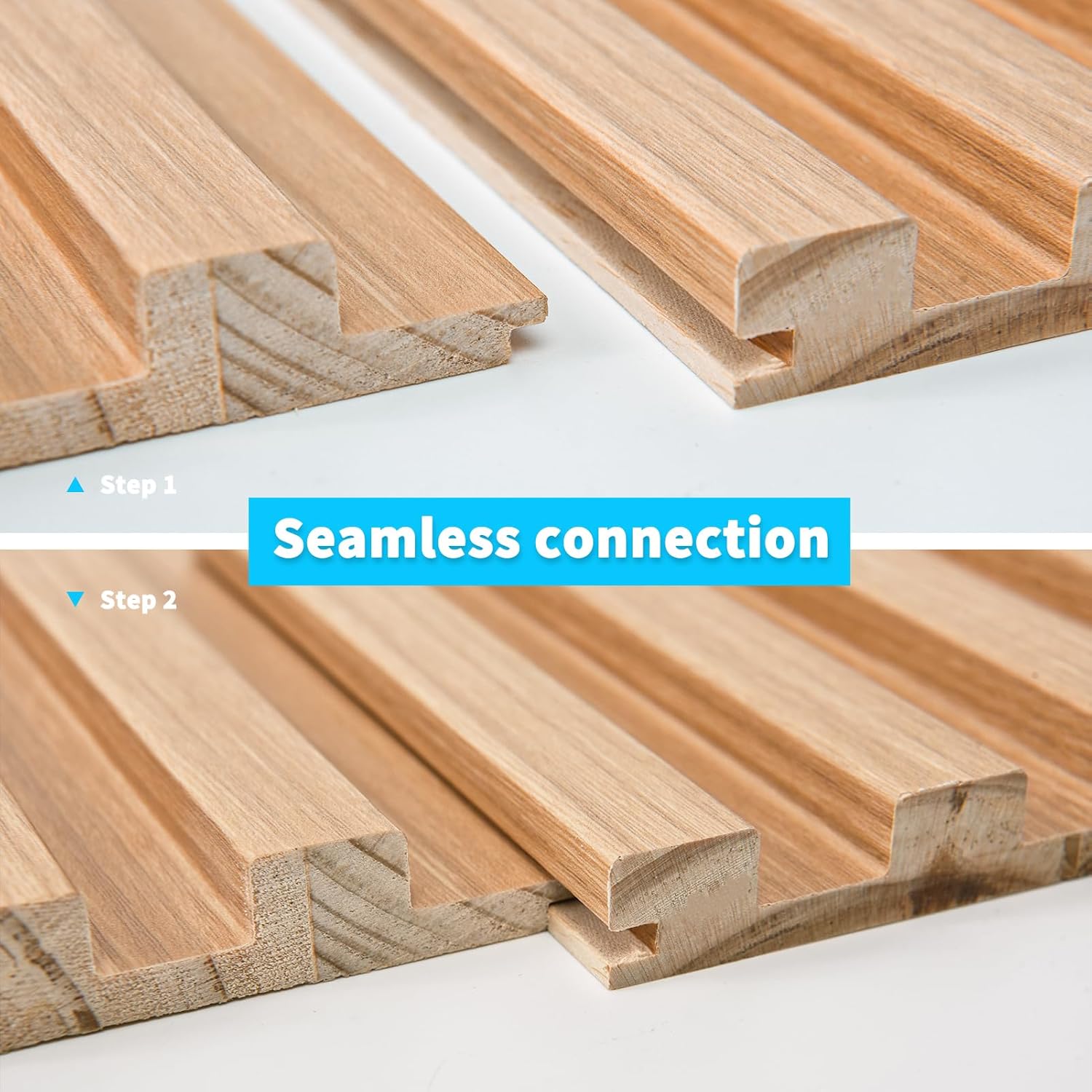 Slat Wood Wall Paneling for Interior and Ceiling Decoration / 108 x 5.7 / Oak / Set of 4