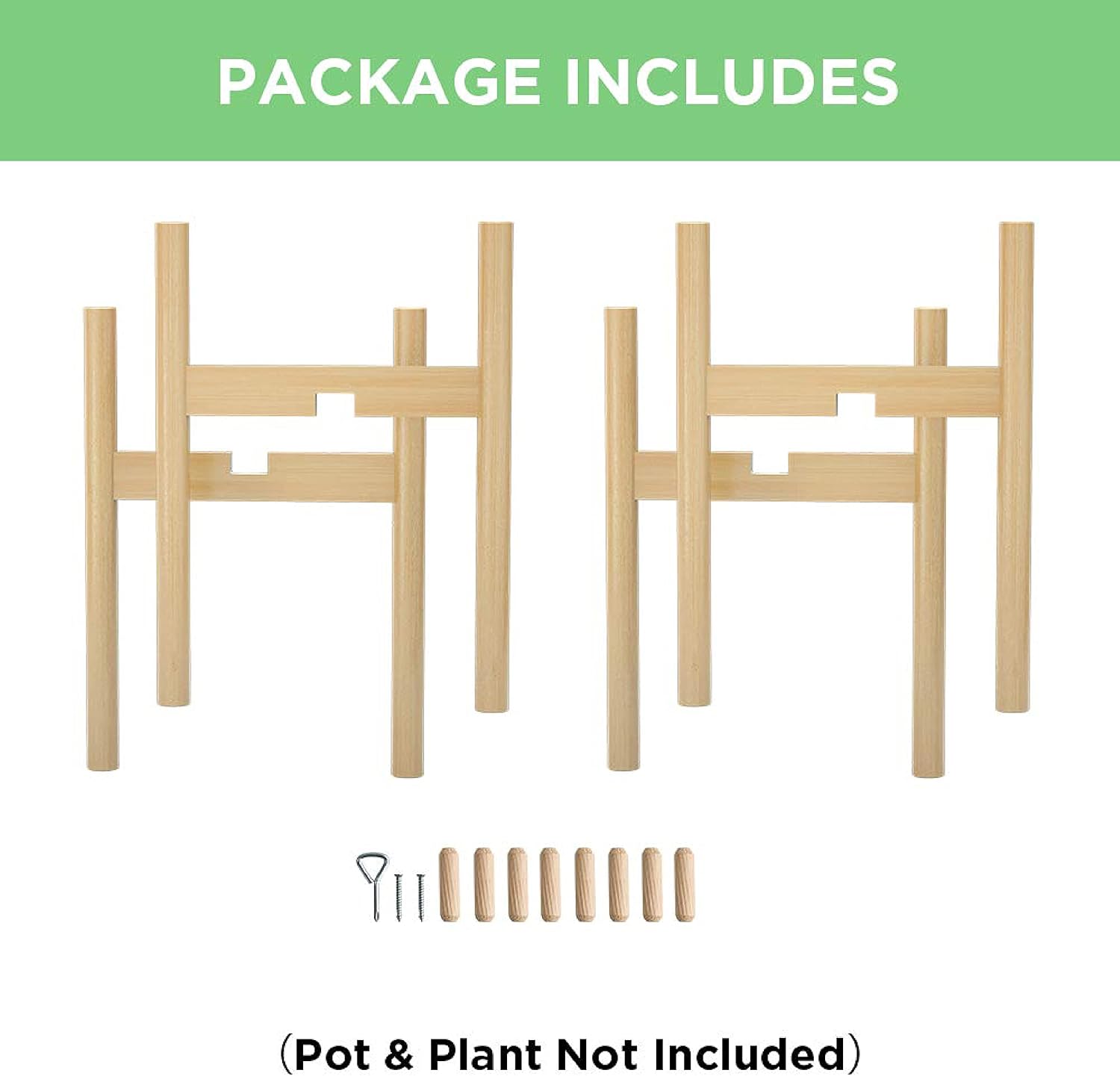 MUDEELA 2 Pack Indoor Plant Stands, 2 Tier Tall Plant Stand 30 inches, Mid Century Bamboo Plant Stand, Adjustable Width