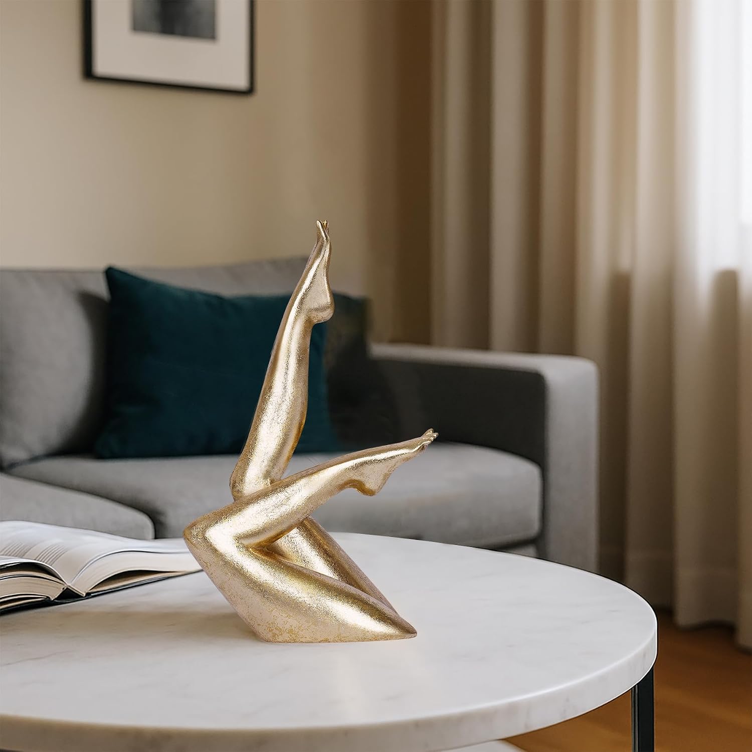 Golden Legs Sculpture Woman Decor Modern Elegant Female Legs Statue Minimalist / Position 1 / Gold
