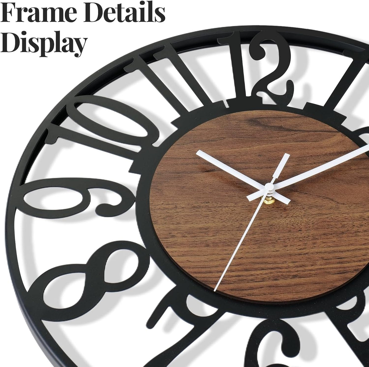 Cuspin Large Wall Clock for Living Room, 24 Inch Wood Metal Farmhouse Clock | Battery operated, Silent non ticking