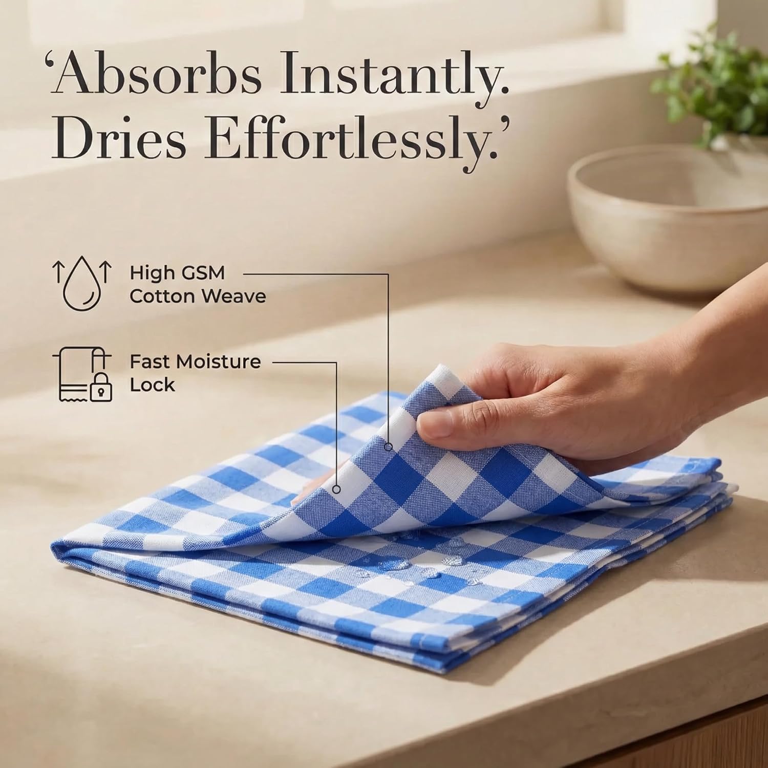 Urban Villa Cloth Napkins Cotton 20x20 (Set of 12) Blue Cheks