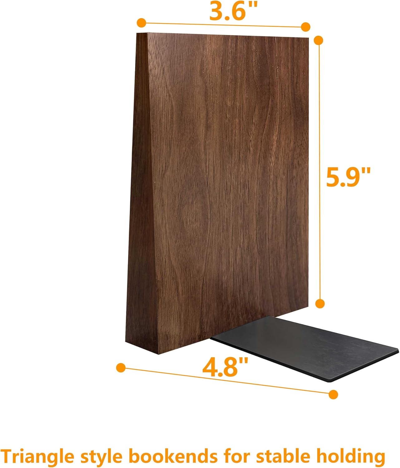 Walnut Book Ends Hold Heavy Books- in Wood Bookends / Small-walnut 5.9in Tall / 6 x 5 x 4