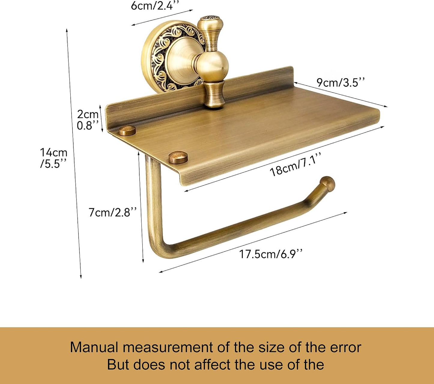 Wall Mounted Bathroom Toilet Paper Holder with Storage,Roll Tissue Holder Antique Brass Pattern Carving,Brushed Bronze