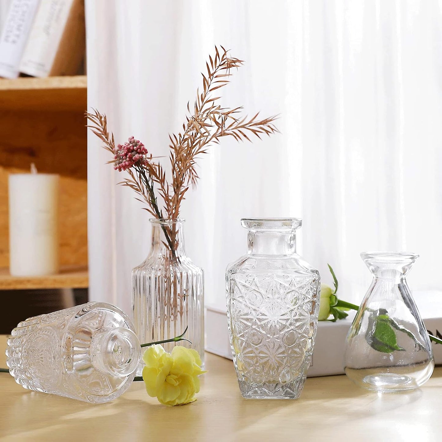 Glass Bud Vases / 20 Transparent Colors / Set of 20