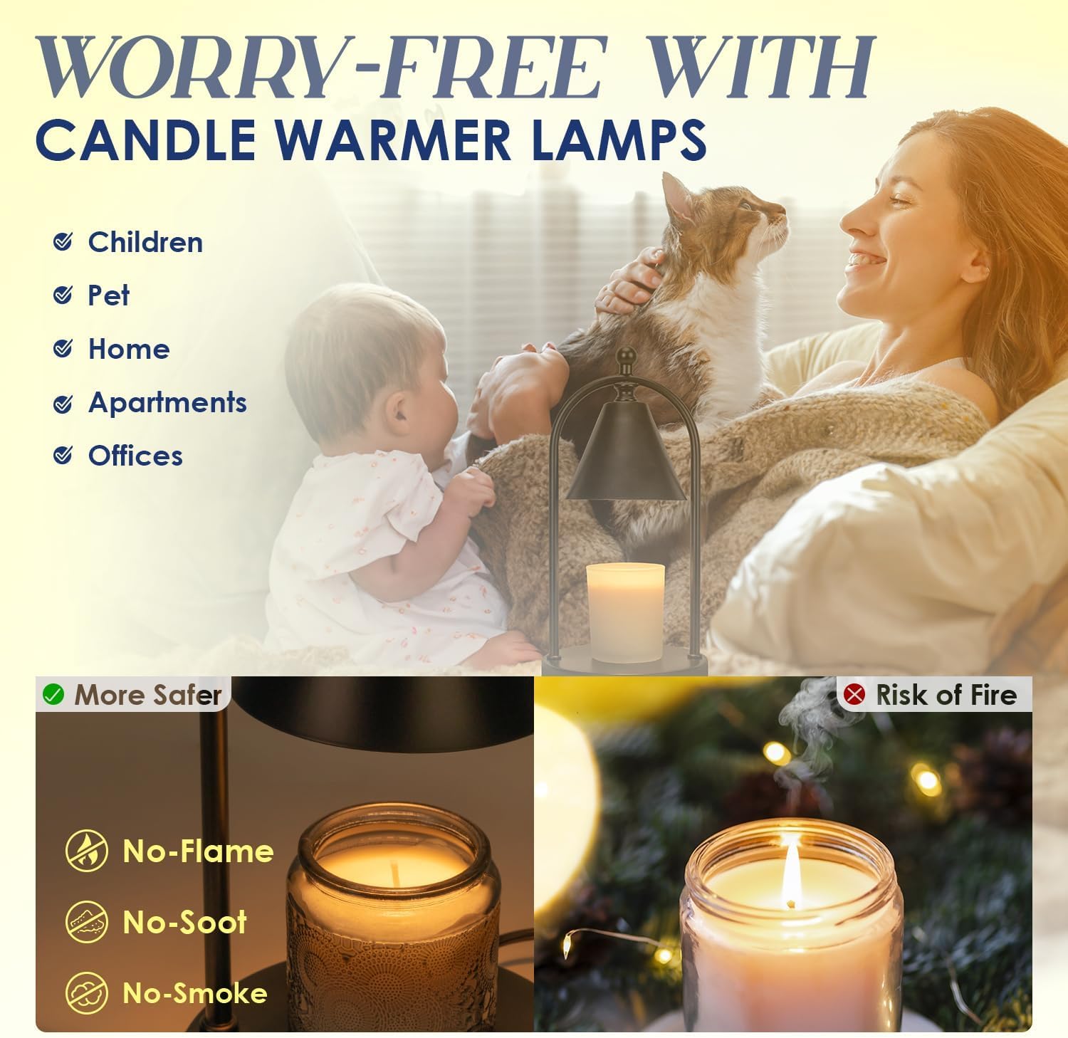 Candle Warmer Lamp with Timer, Electric Black Candle Warming Light for Bedroom, Dimmable Wax Melts Warmer for Home