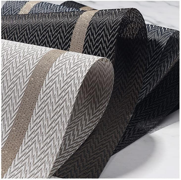 Elegant Placemats and Table Runner Set, Stylish Durable Placemats Set of 6 for Home Wedding Hotel Decoration (Black)