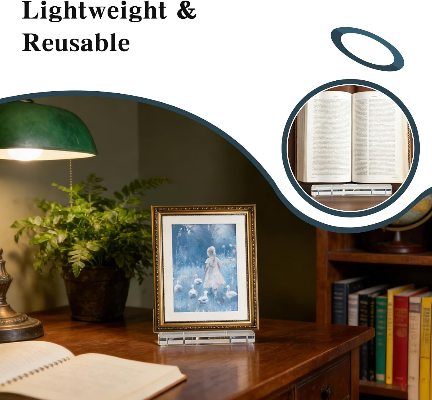 Acrylic Book Stand / Clear / 7.87 x 3.54 x 7.87