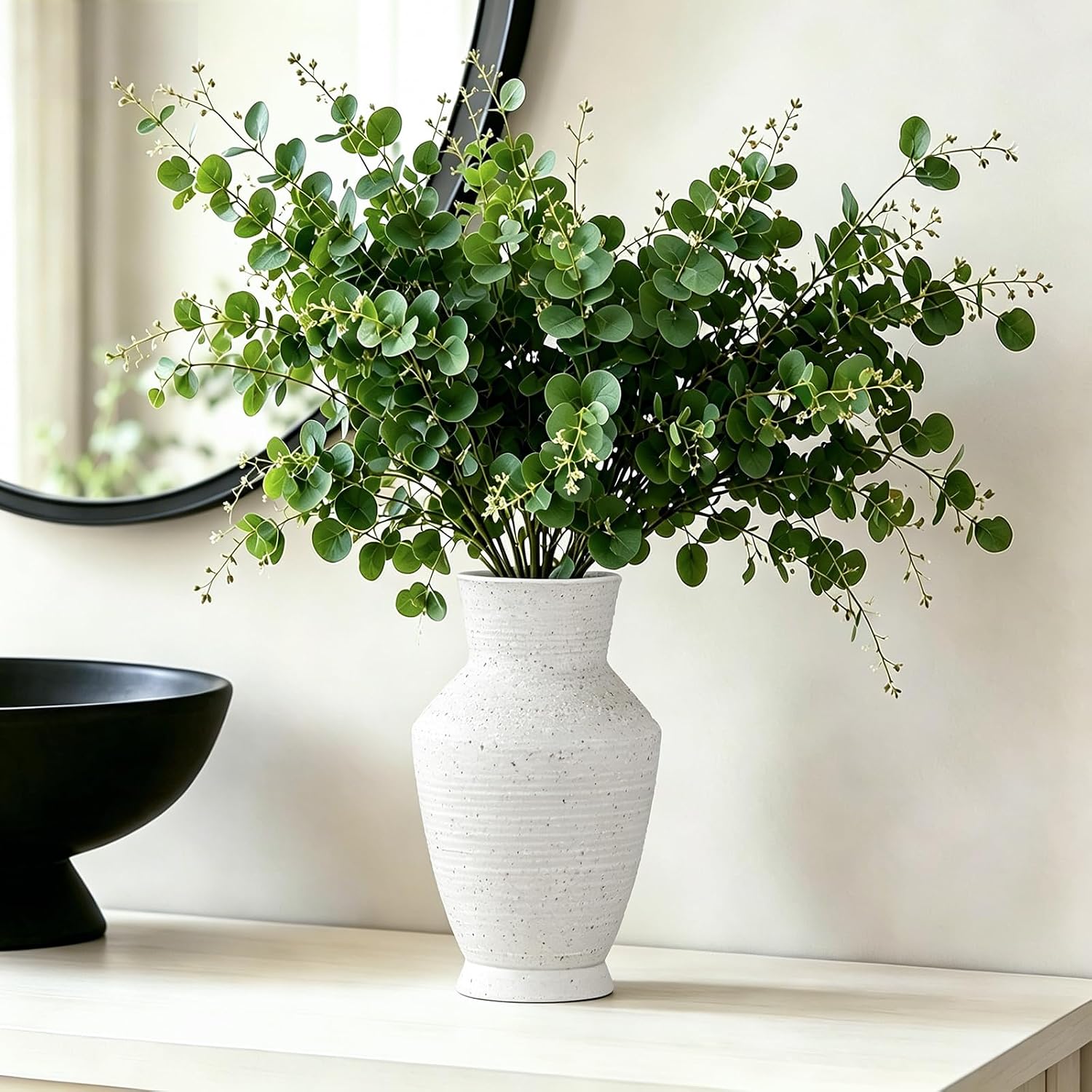 Ceramic Flower Vase Home Decor White Small Vase Decorative Table Farmhouse Vases / Modern White-v11