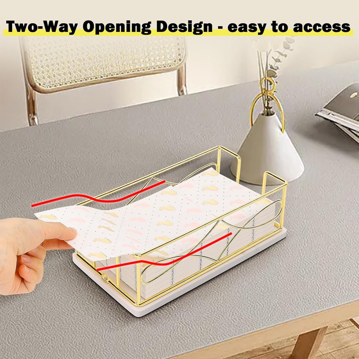 Modern Metal Napkin Stand / Gold / 3.2 Inches