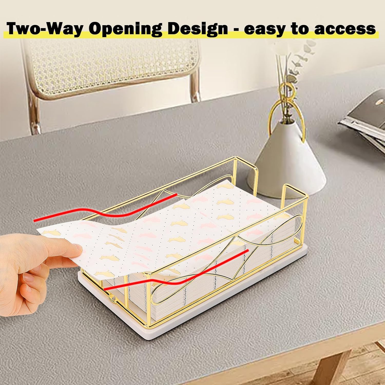 Modern Metal Napkin Stand / Gold / 3.2 Inches