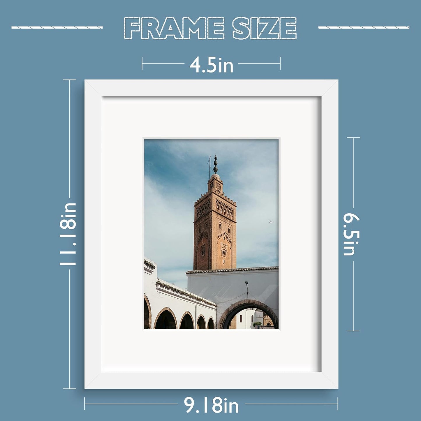 Wiscet 8x10 Picture Frame Set of 9, Display Pictures 5x7 with Mat or 8 x 10 Without Mat, Photo Frame for Wall Mounting