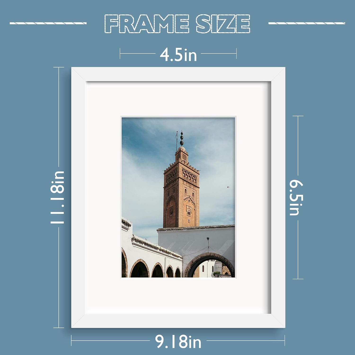 Wiscet 8x10 Picture Frame Set of 9, Display Pictures 5x7 with Mat or 8 x 10 Without Mat, Photo Frame for Wall Mounting