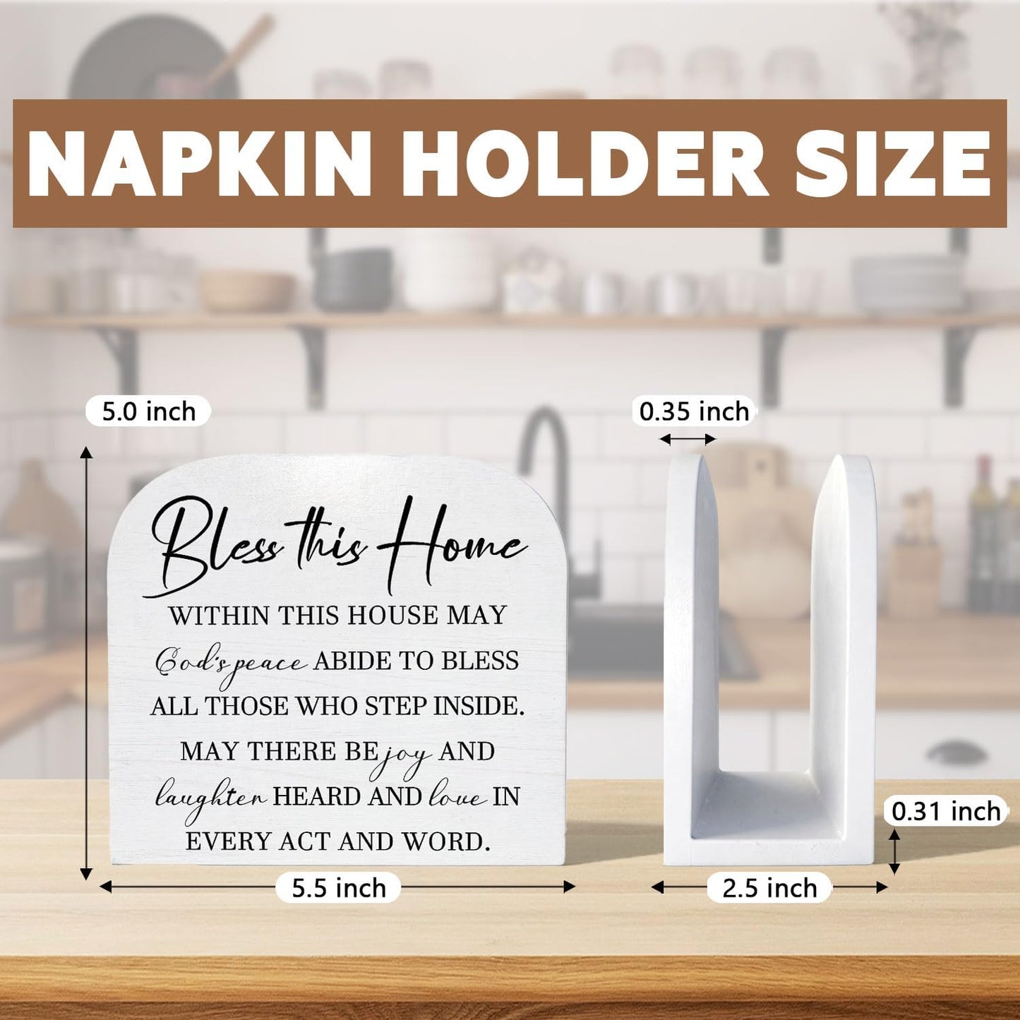 Wood Napkin Holder / Bless This Home