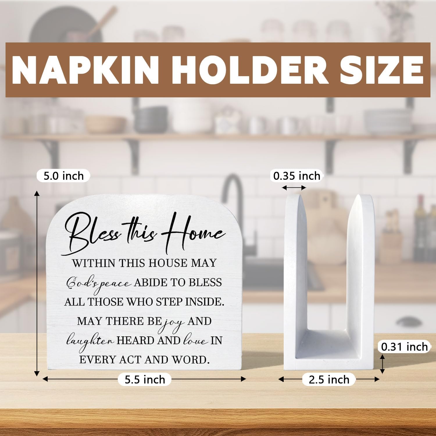 Wood Napkin Holder / Bless This Home