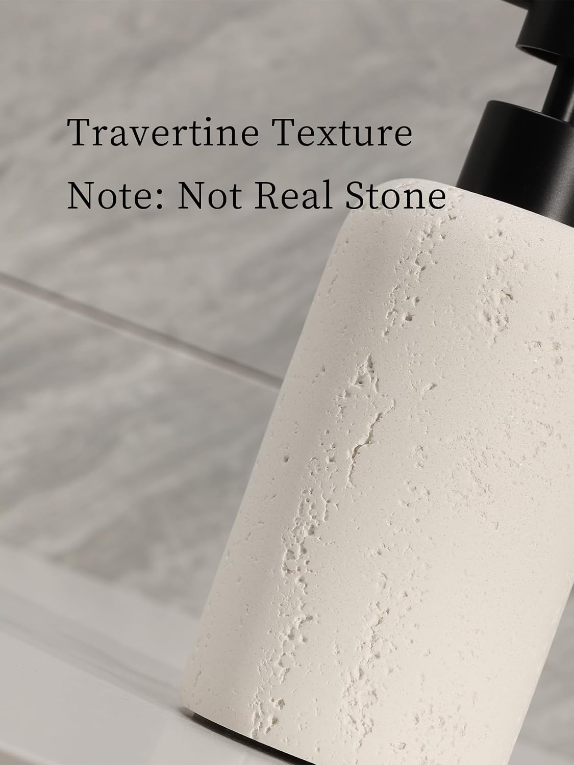 2 PCS Hand Soap Dispenser Set, 13.53 OZ, Cream, Faux Travertine | Luxurious,Dish Soap,Lotion,Shampoo and Conditioner