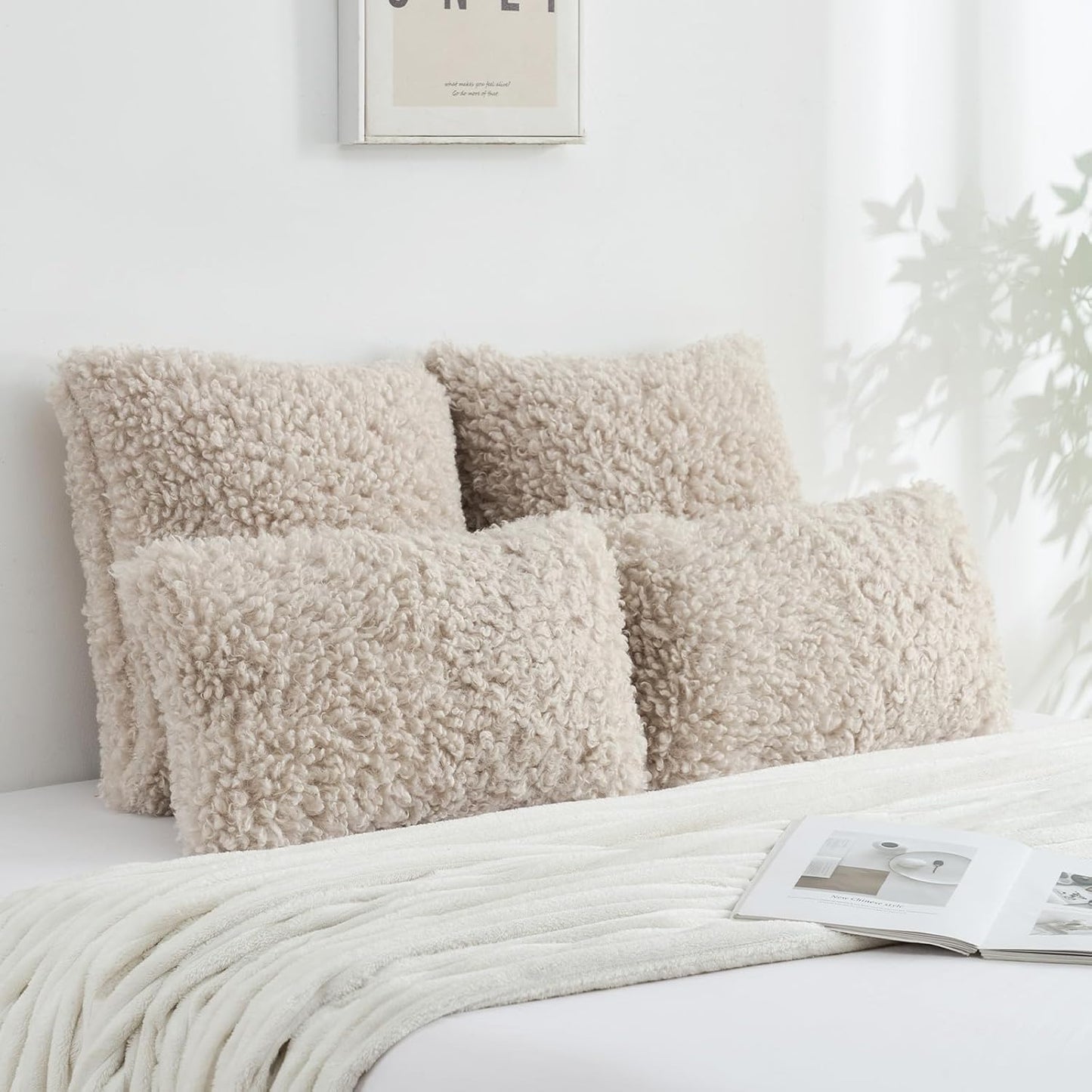 Decorative Throw Pillow Covers / Beige / 18 x 18 / Set of 2