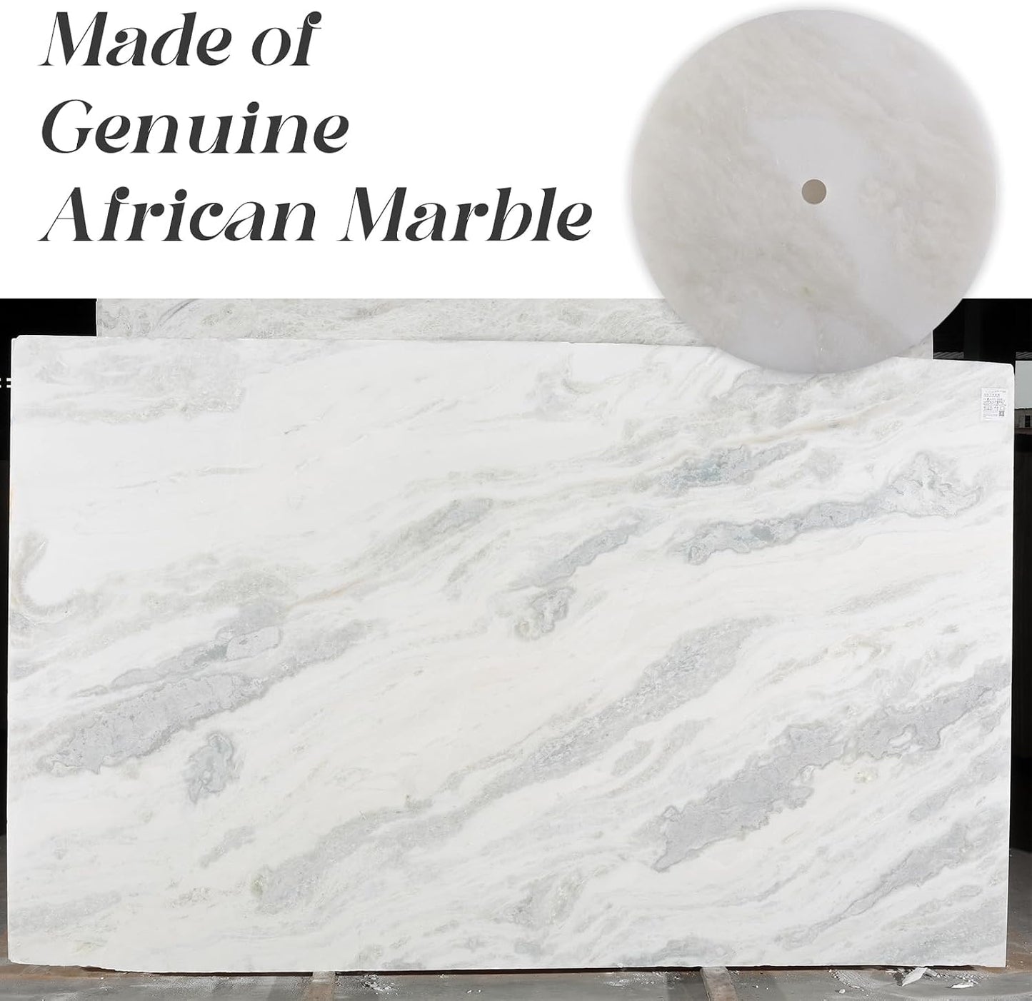 African Genuine Marble Paper Towel Holder Countertop, 6" Stone Base Gold Rod Paper Towel Holder Stand for Kitchen