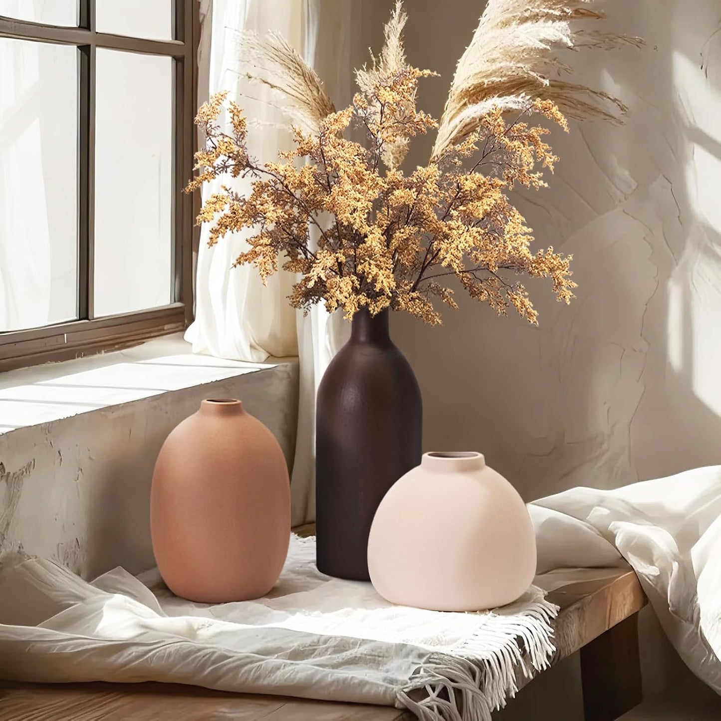 Neutral Ceramic Vase Set / Natural