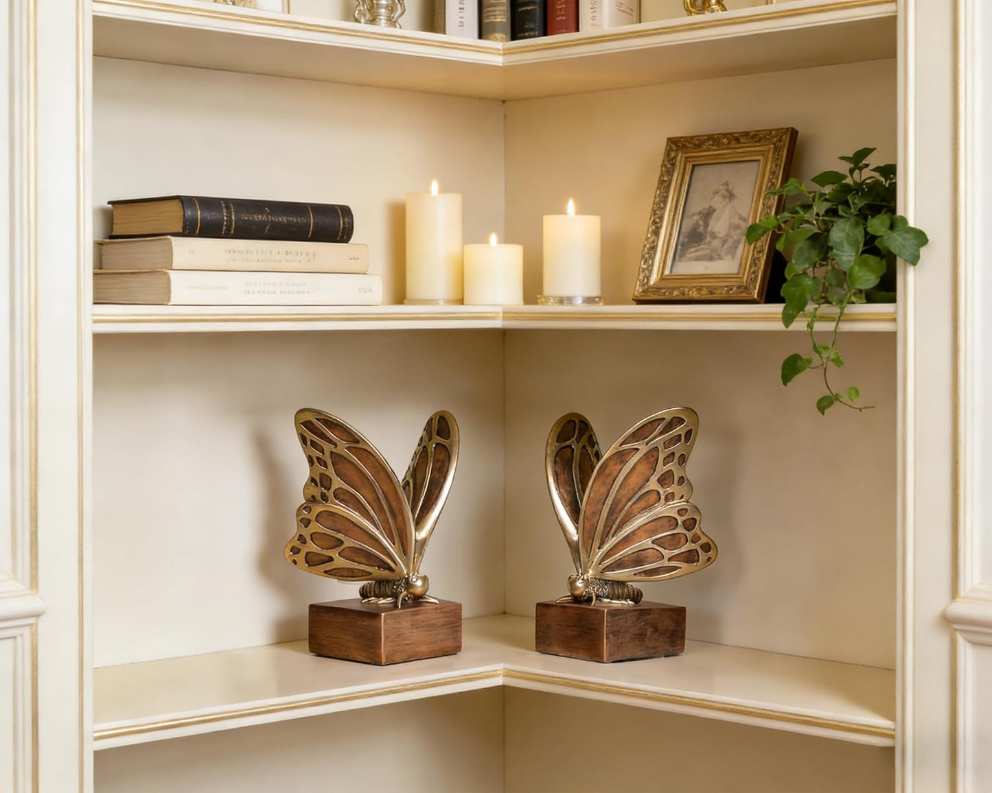 Vintage Butterfly Bookends / Brown