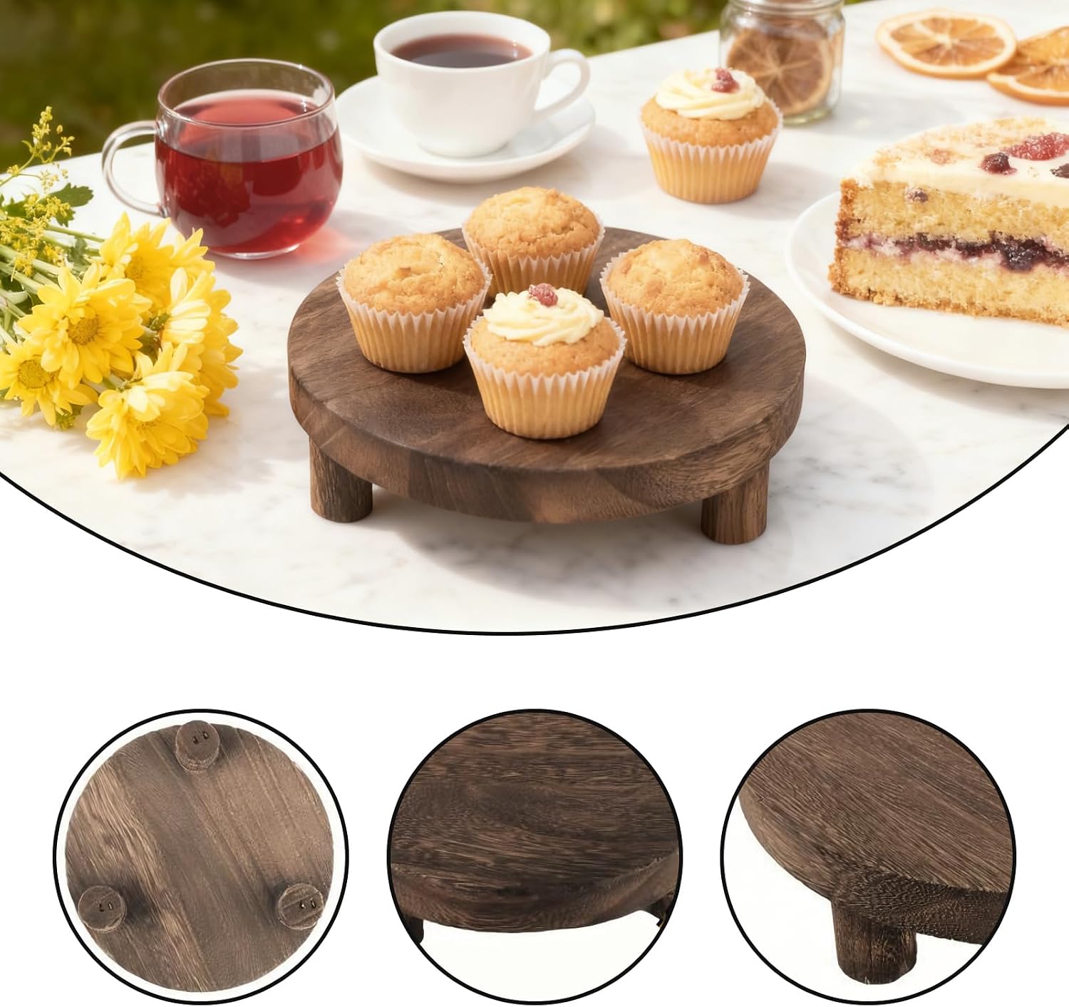 Wood Display Stand / Brown / Set of 3