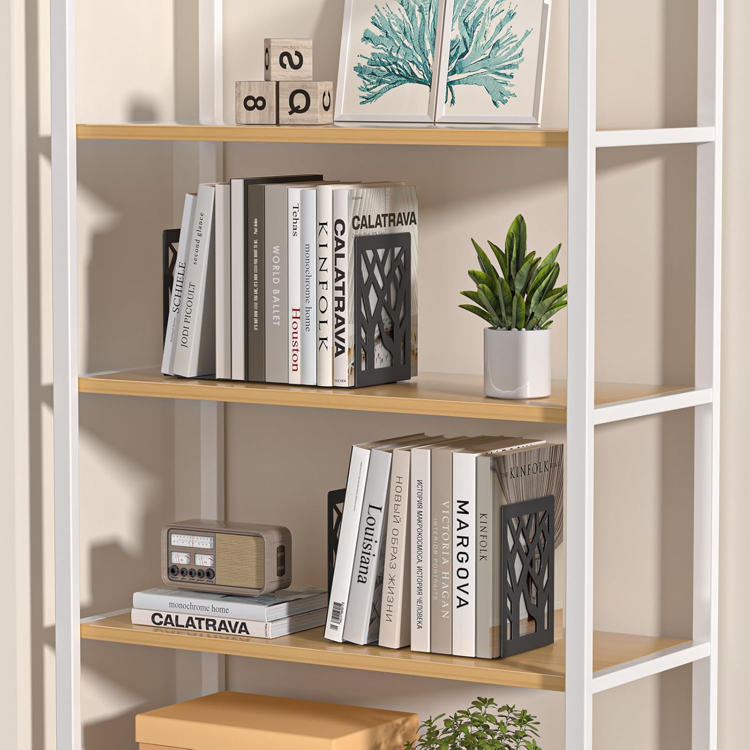 6-Piece Modern Metal Bookends / Black Bookend 3 Pairs