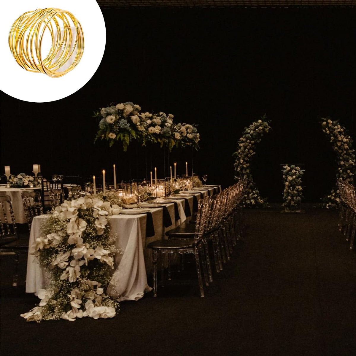 Gold Napkin Rings - 24 PCS Metal Napkin Rings(Twisted Wire) | Napkin Holders Buckles for Family Dinner, Wedding