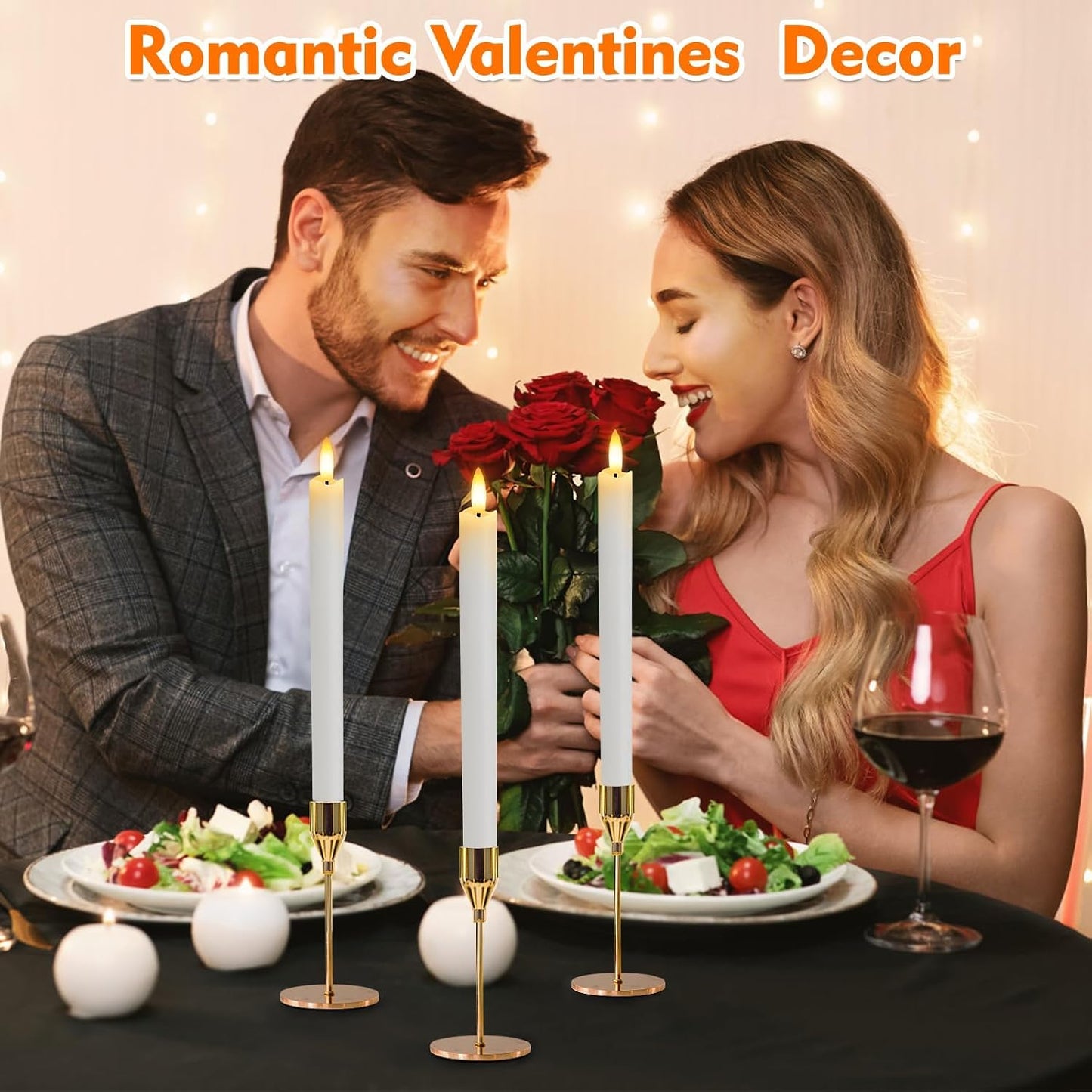 HINZER 6Pcs Flameless Taper Candles with Remote, Fall Home Wedding Decor | Battery Operated Candles Flickering 9.6 inch