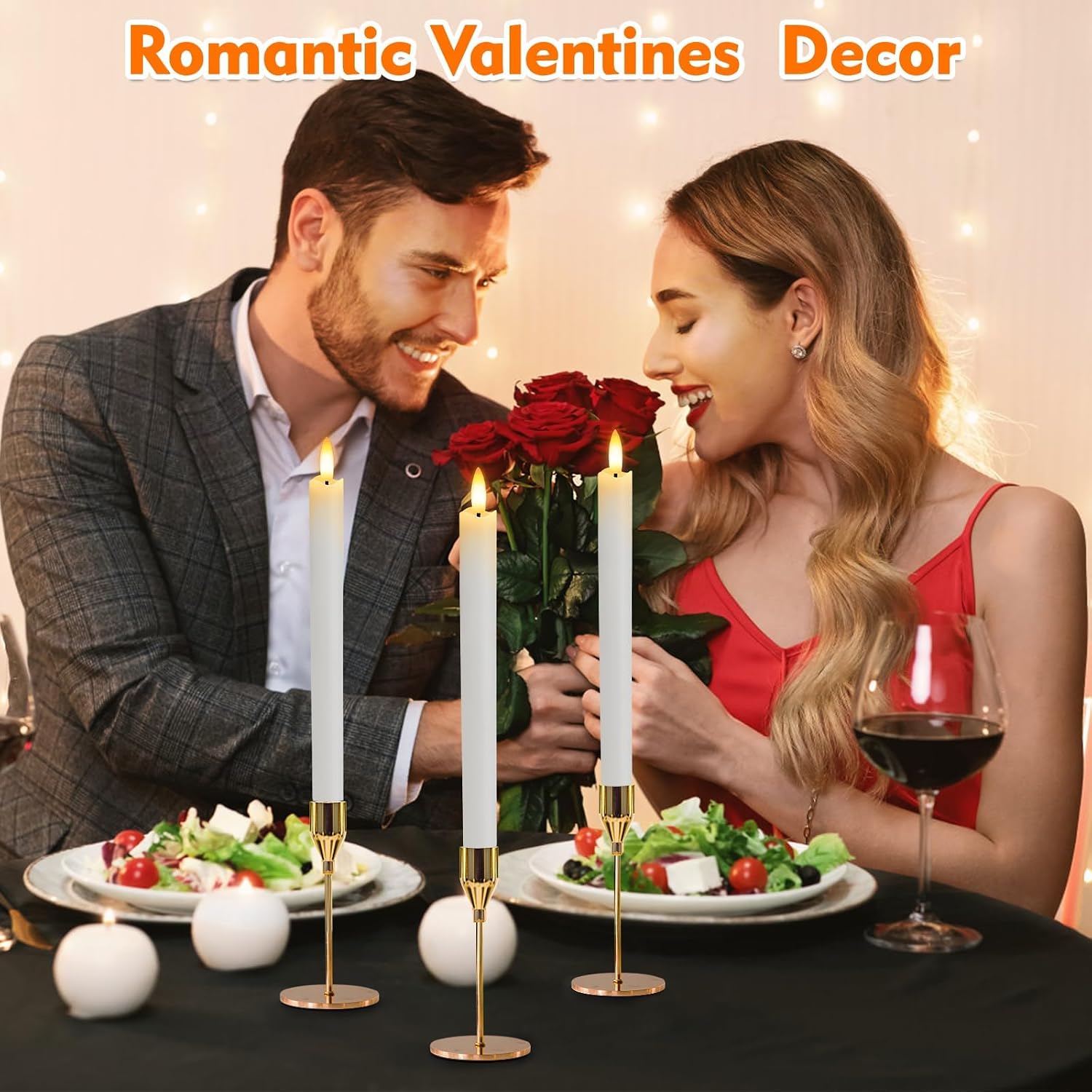HINZER 6Pcs Flameless Taper Candles with Remote, Fall Home Wedding Decor | Battery Operated Candles Flickering 9.6 inch