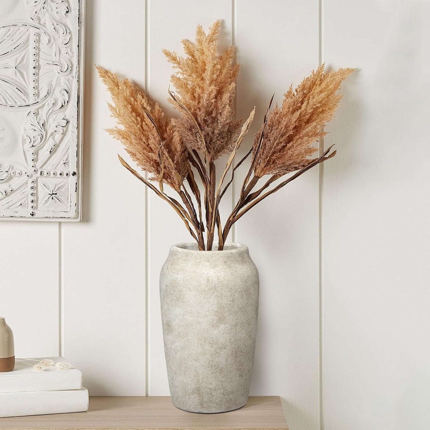 Rustic Vintage Ceramic Vase / 9.06'' Beige