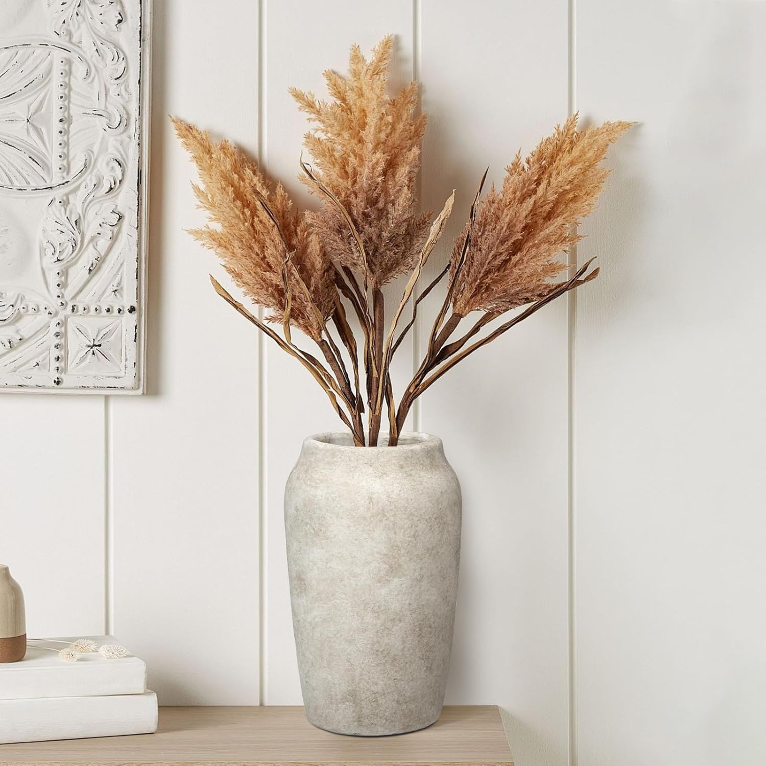 Rustic Vintage Ceramic Vase / 9.06'' Beige