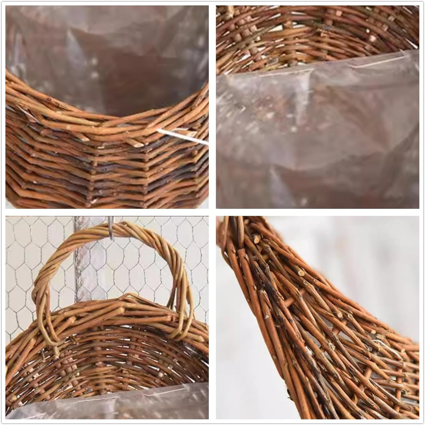 Handmade Wicker Hanging Basket for Plant Wall Mount Rattan Chlorophytum Comosum Hanging / Medium