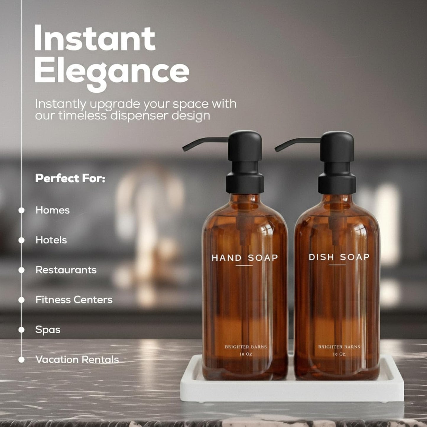 Tray / Amber Glass Hand and Dish Soap Dispenser Set by / Amber Hd