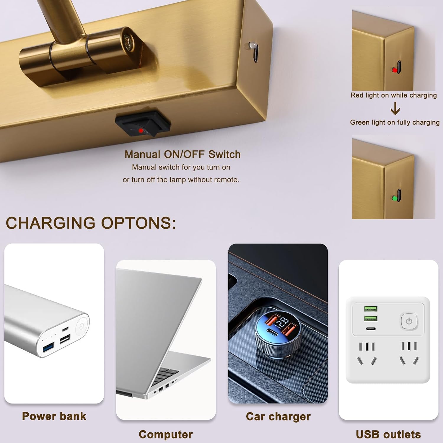 Picture Light with Remote 3 Colors Wireless Art Lights for Paintings,Rotatable Wall Sconce Rechargeable Battery Powered