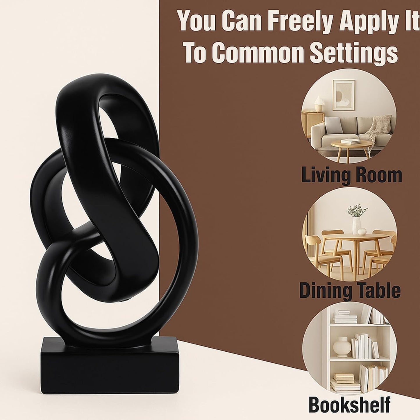 Modern Abstract Knot Sculpture / Black