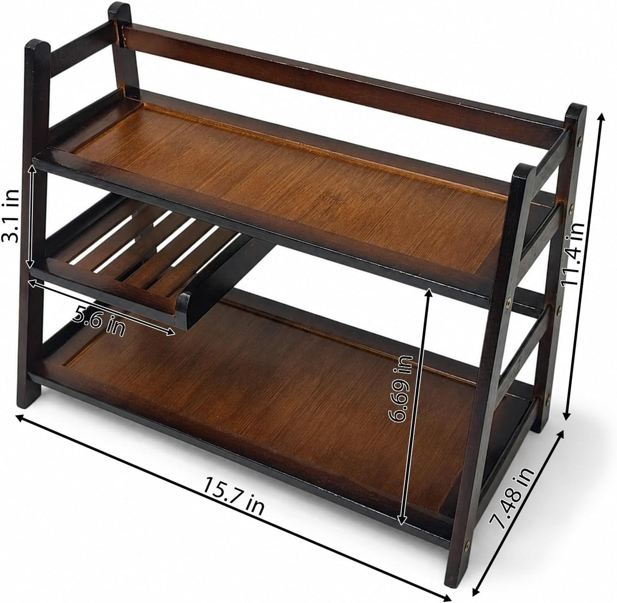 3 Tier Bamboo Matcha Station, coffee station organizer Shelf | for Kitchen Countertop, Tea Bar - Matcha Powder, Tools &
