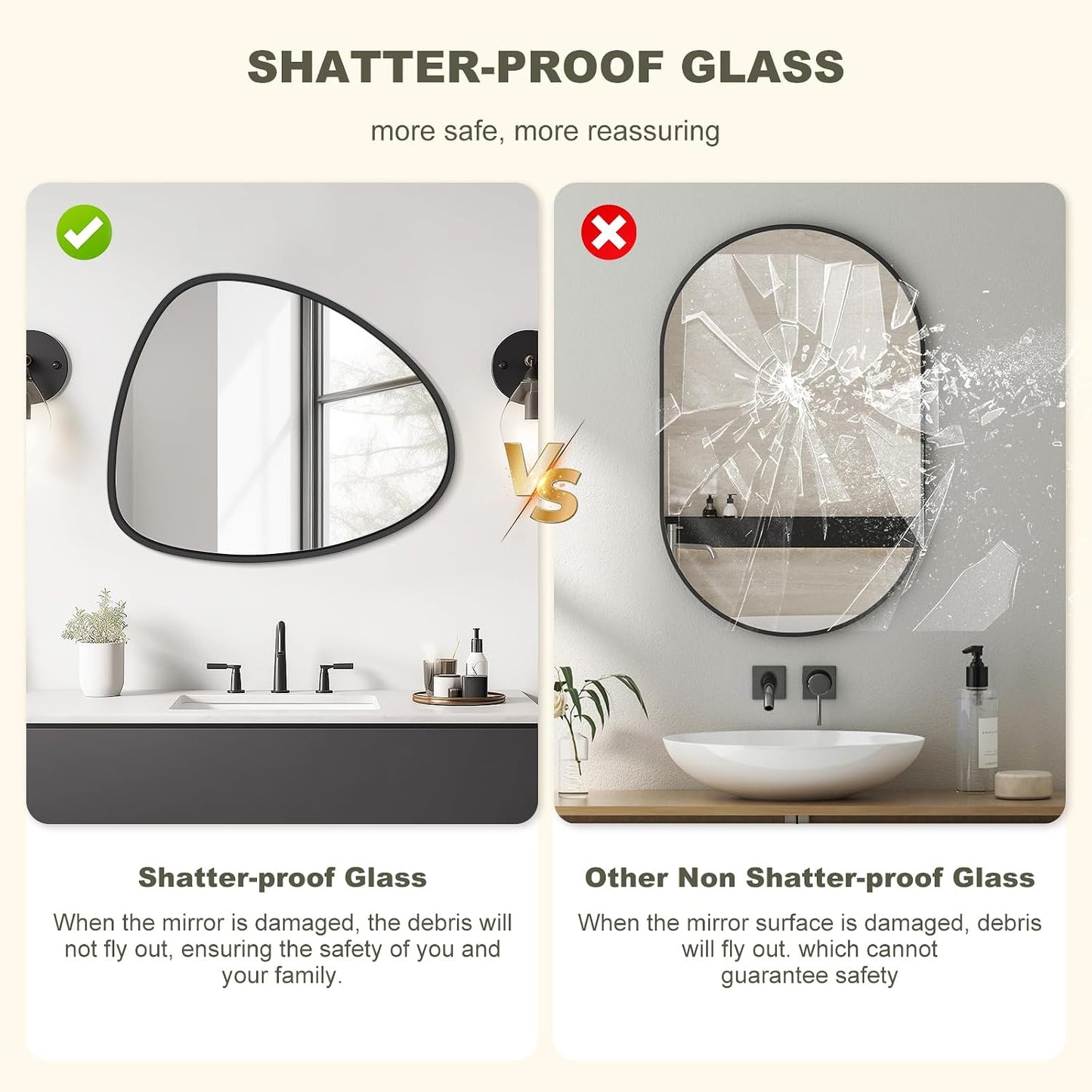 Irregular Wall Mirror / Black / 25"L x 20"W