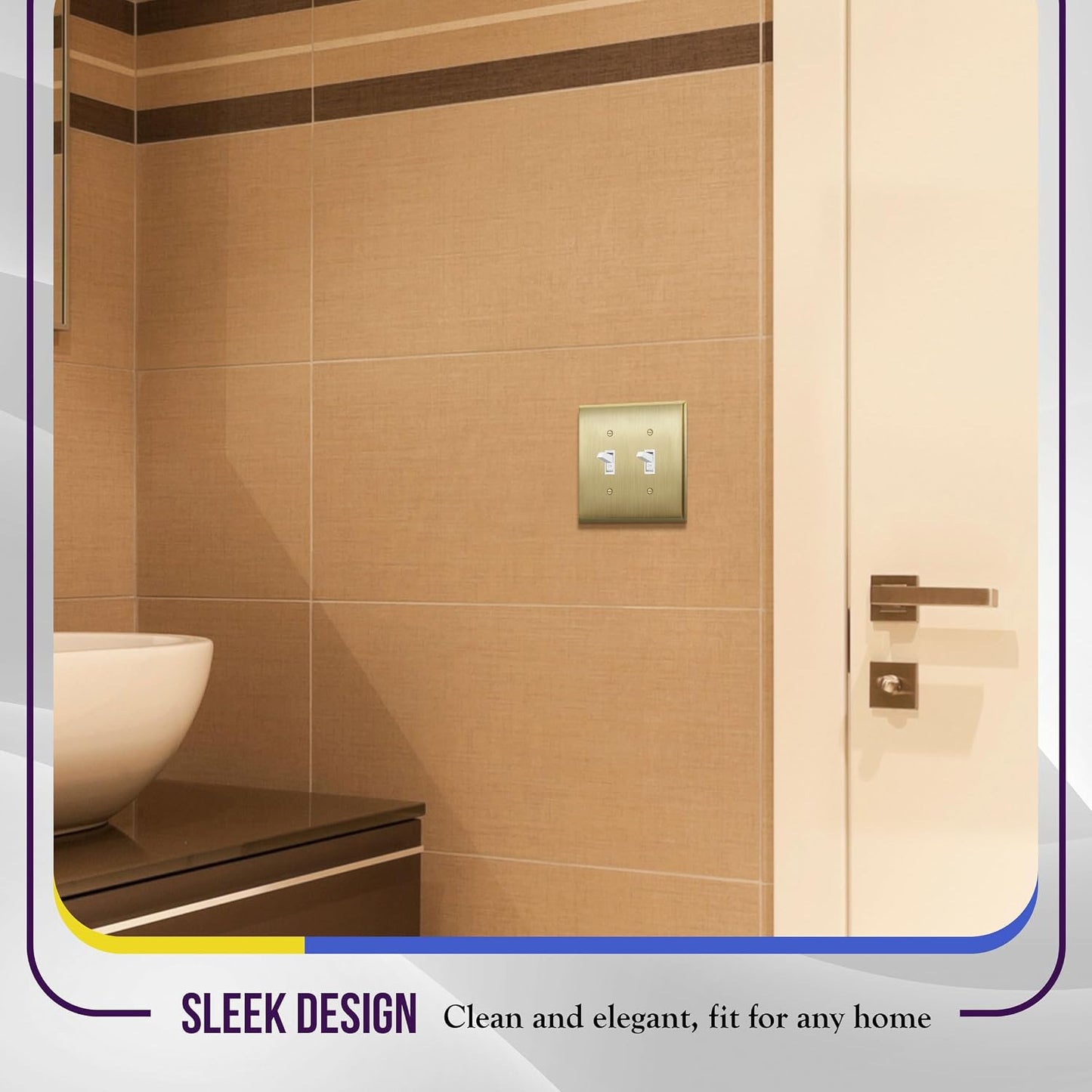 ENERLITES Double Toggle Light Switch Metal Cover Plate, Stainless Steel Wall Plate, Corrosion Resistant, Standard Size
