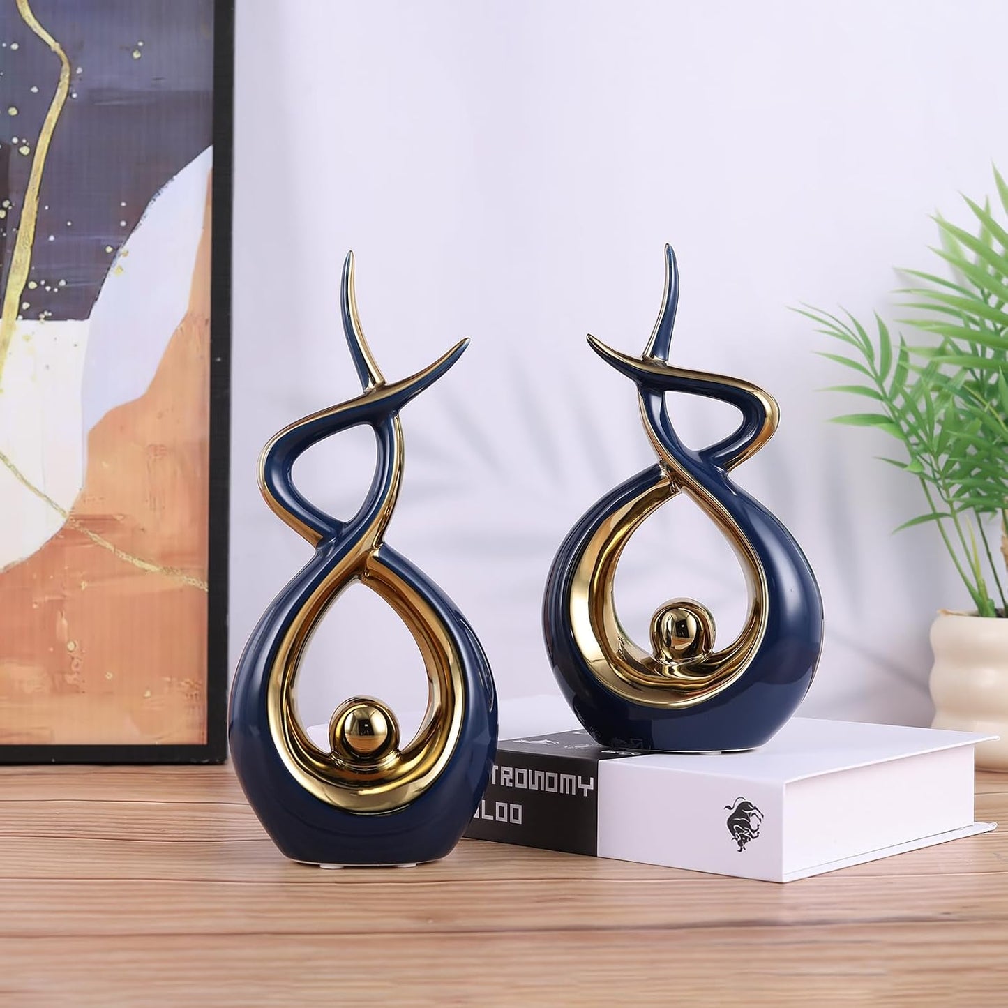 TV Stand / Knick Knacks Statues / Blue Gold