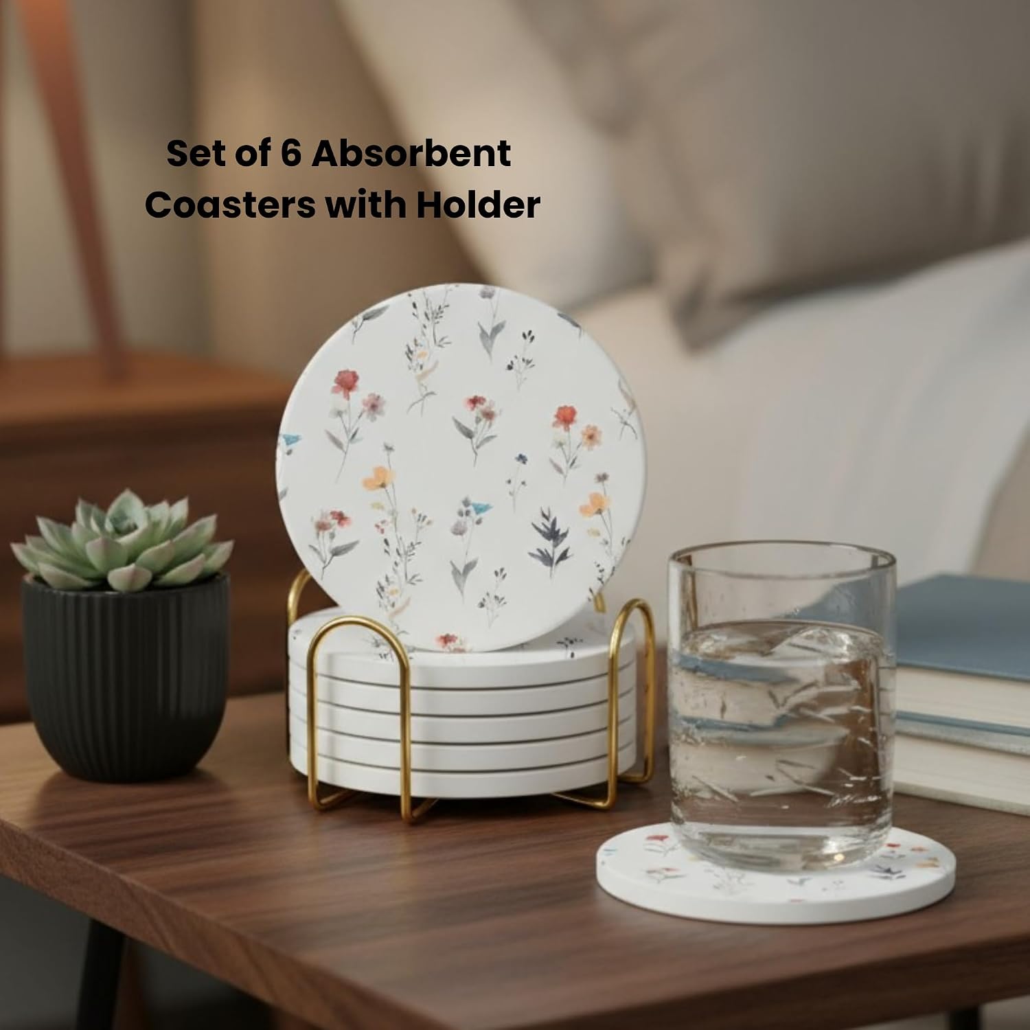 Colorful Ceramic Marble Coasters / Fleur / Set of 6