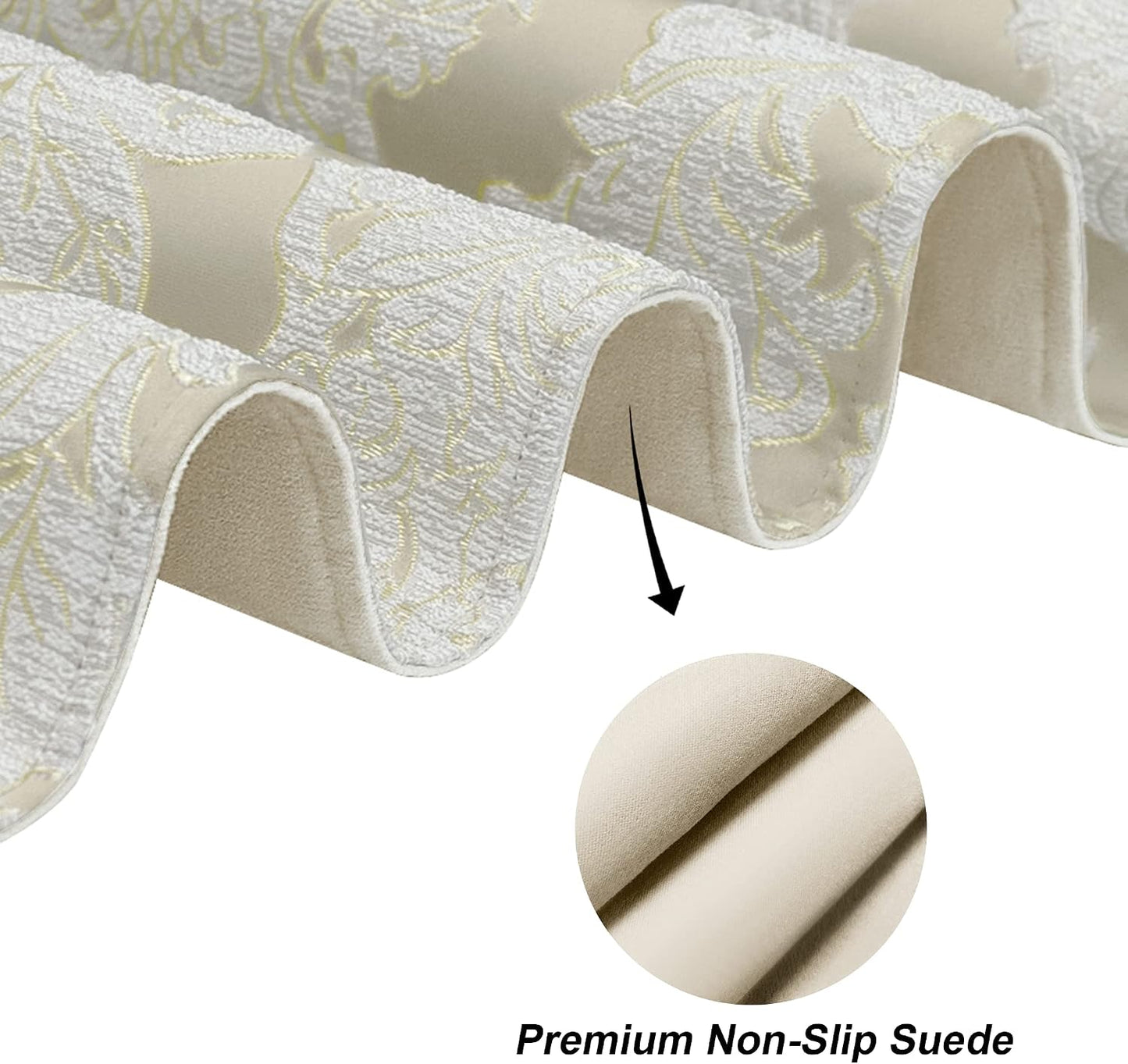 Loom and Mill Luxury Jacquard Damask Table Runner 13x72 inch, Beige | Elegant Fabric Dining Table Runners with