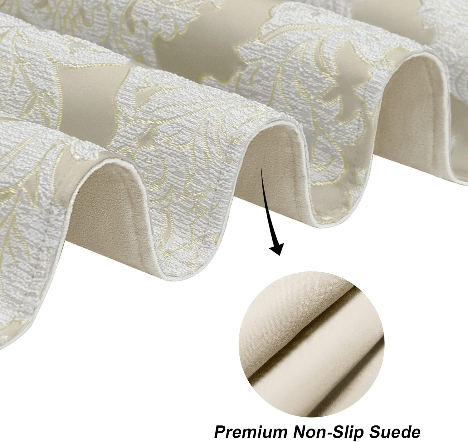 Loom and Mill Luxury Jacquard Damask Table Runner 13x72 inch, Beige | Elegant Fabric Dining Table Runners with
