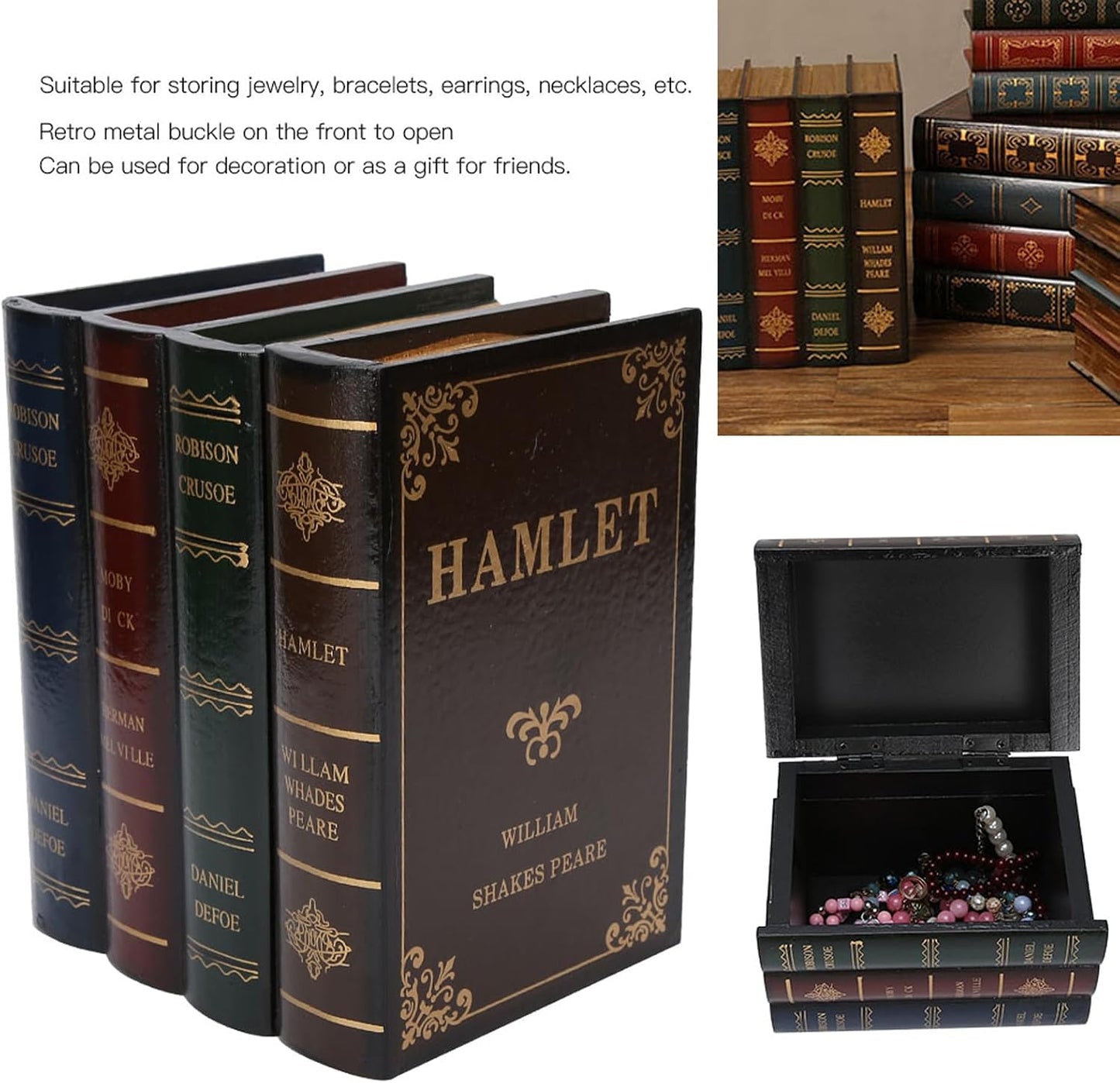 Wooden Book Shaped Storage Box / A