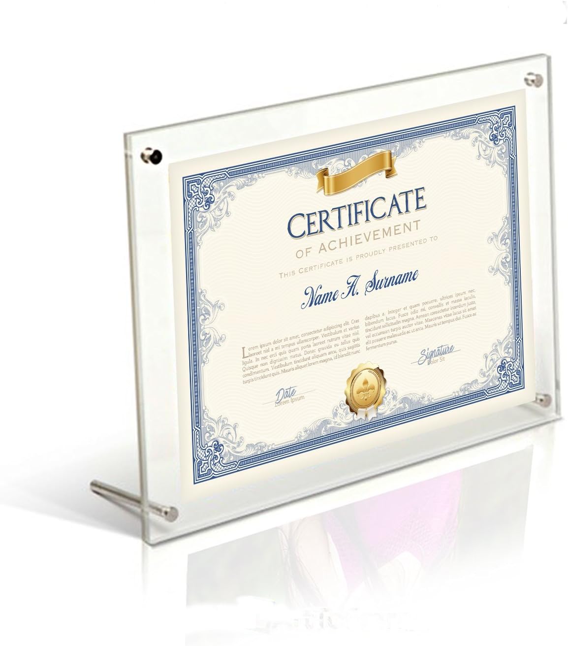 BFRed Acrylic Photo Frame Brackets Or Hanging Picture Frames,File Certificate Wall Mount Floating and Desktop Photo
