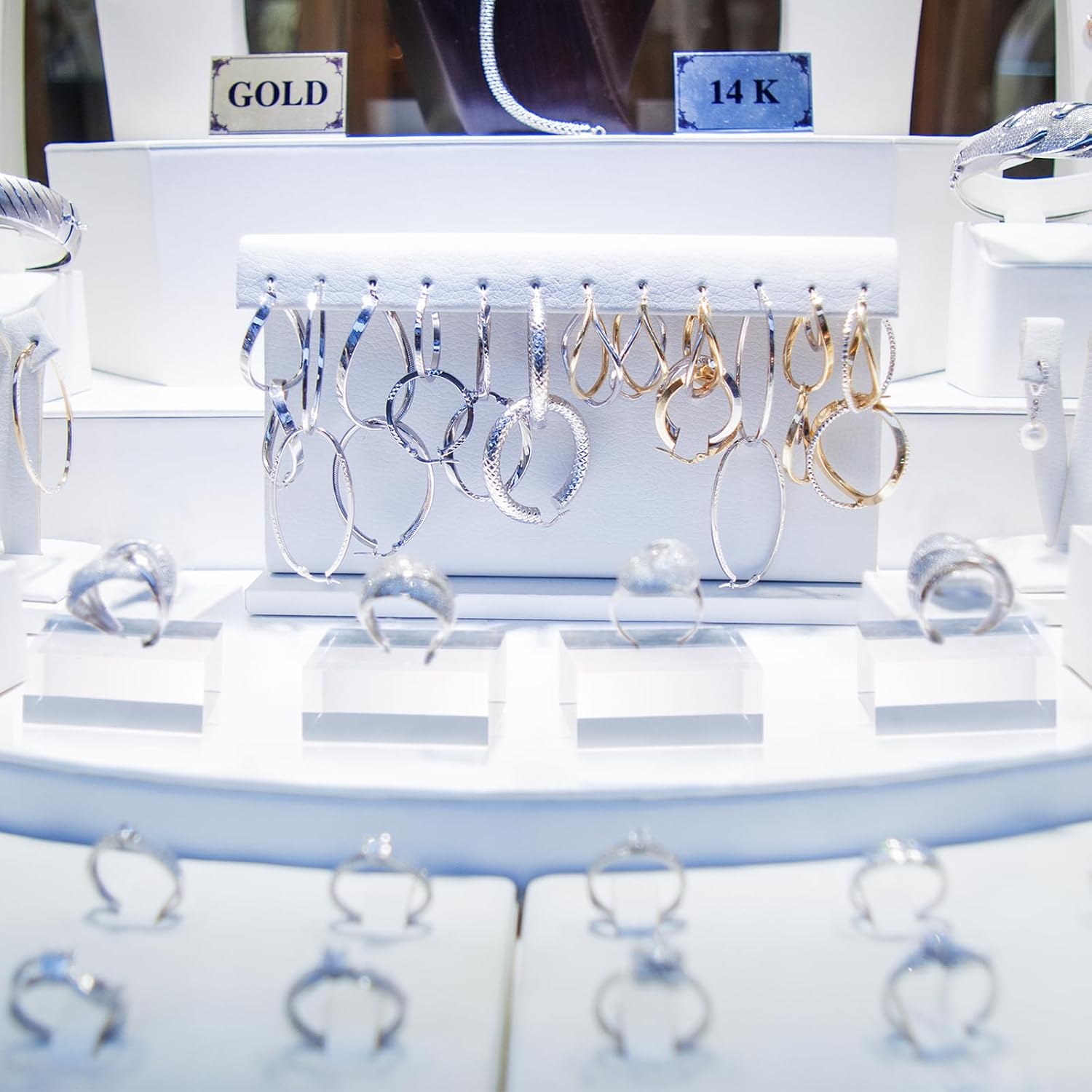16 Pcs Clear Acrylic Blocks Square Display Block Clear Polished Cube Acrylic Jewelry Display Stand Ring Showcase Holder