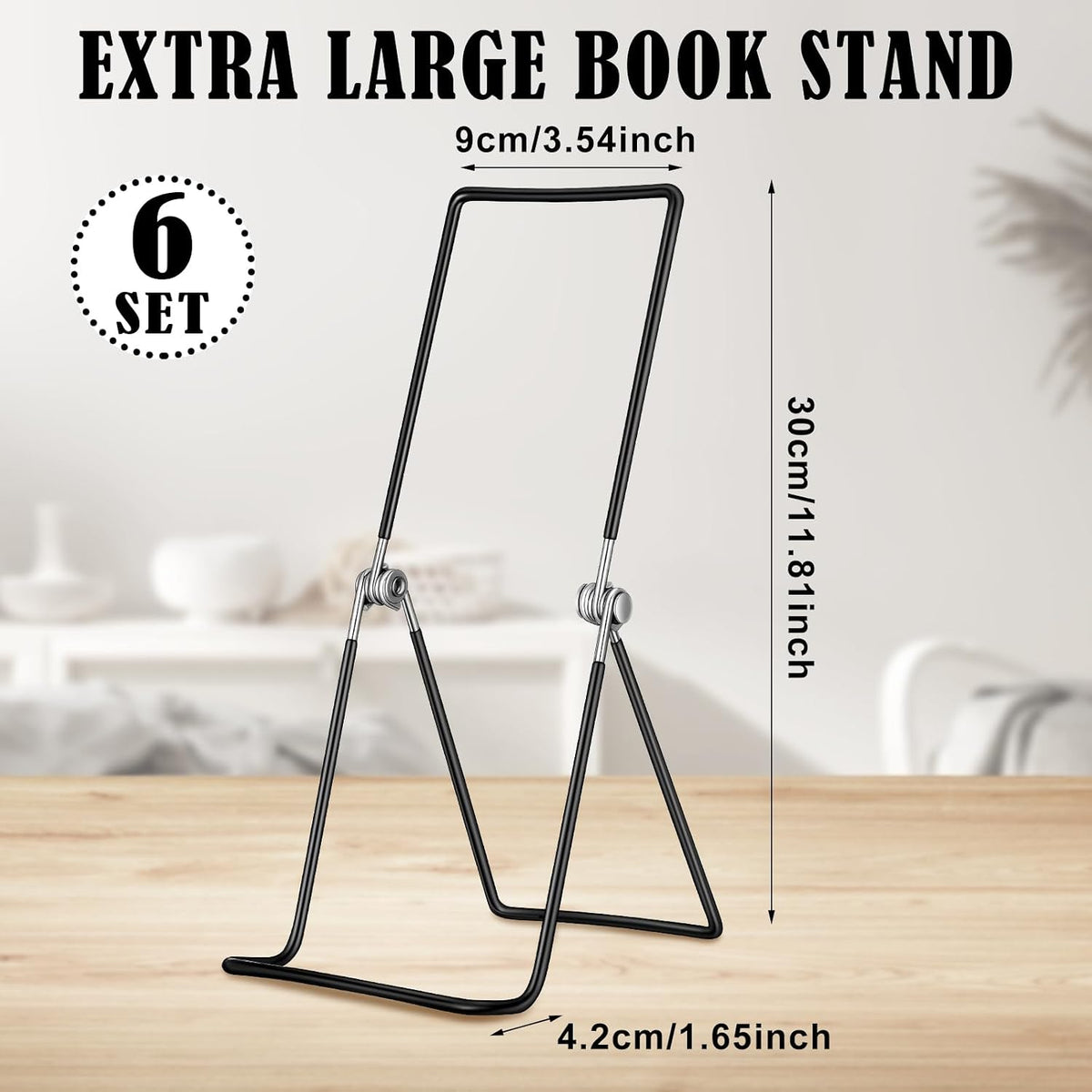 6 Pack 11.8 Inch Large Metal Book Stand for Display Adjustable Display Holder Easel Collector Stand for Home Office